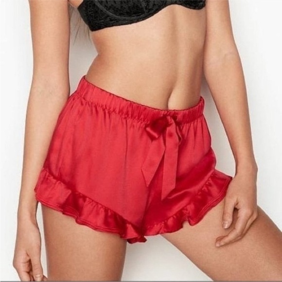 Victoria Secret Black Satin Sleep Shorts - Picture 1 of 6